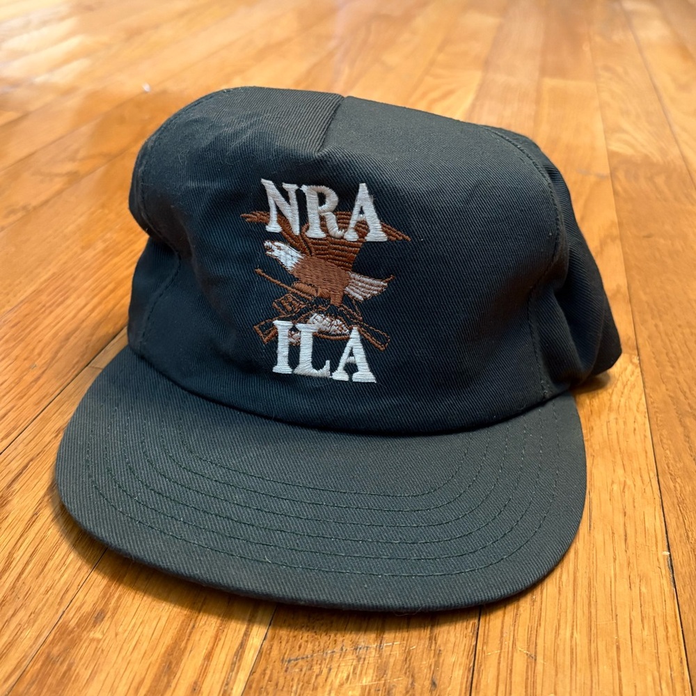 NRA ILA Vintage Black Cap with Embroidered Logo Adjustable Strap Hat